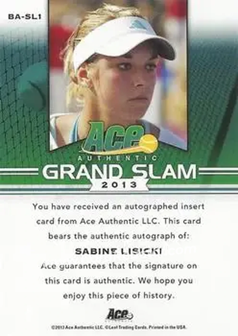 2013 Leaf Ace Authentic Grand Slam - Brown #BA-SL1 - Sabine Lisicki - Back