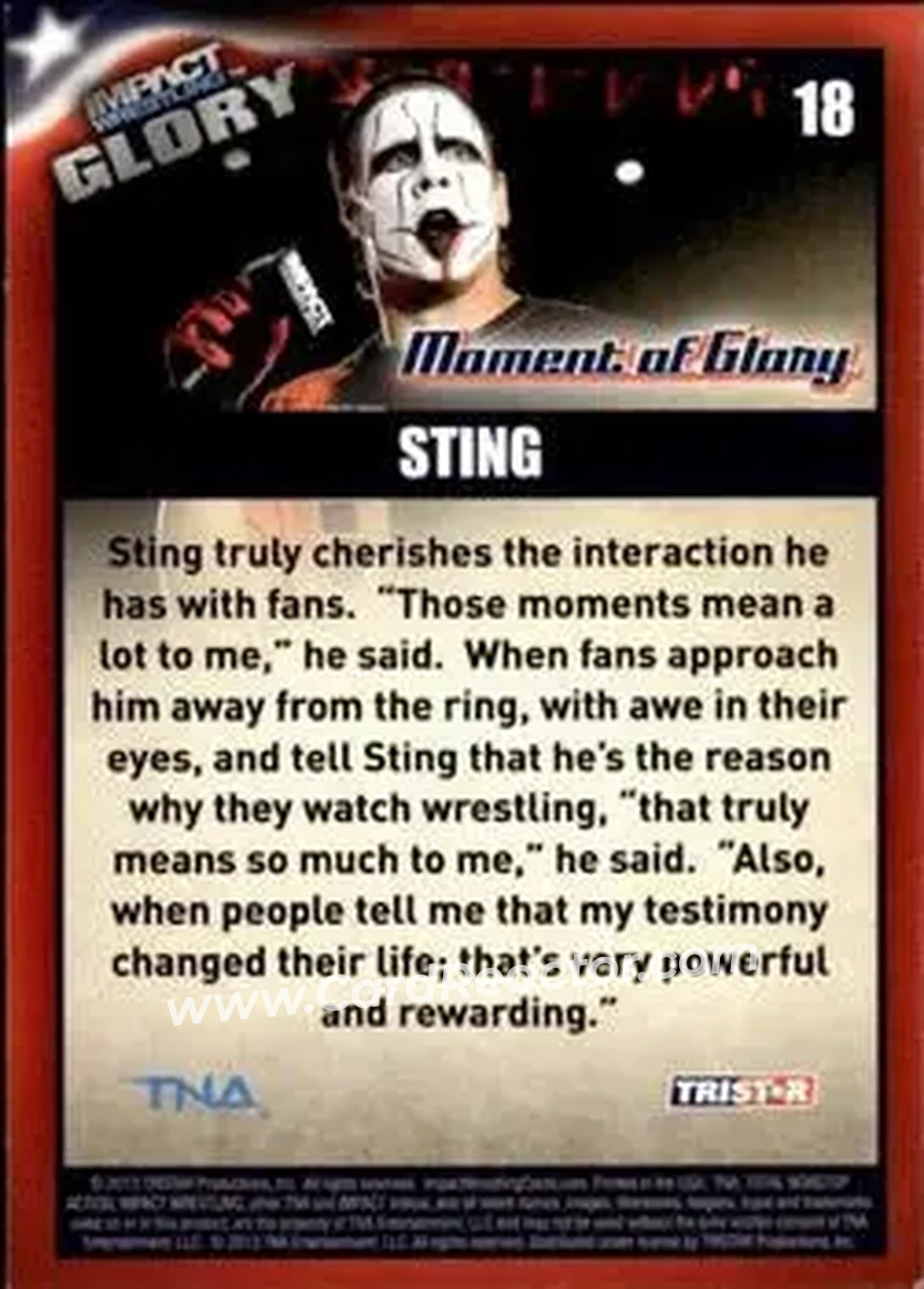2013 TriStar TNA Impact Glory #18 - Sting - Back