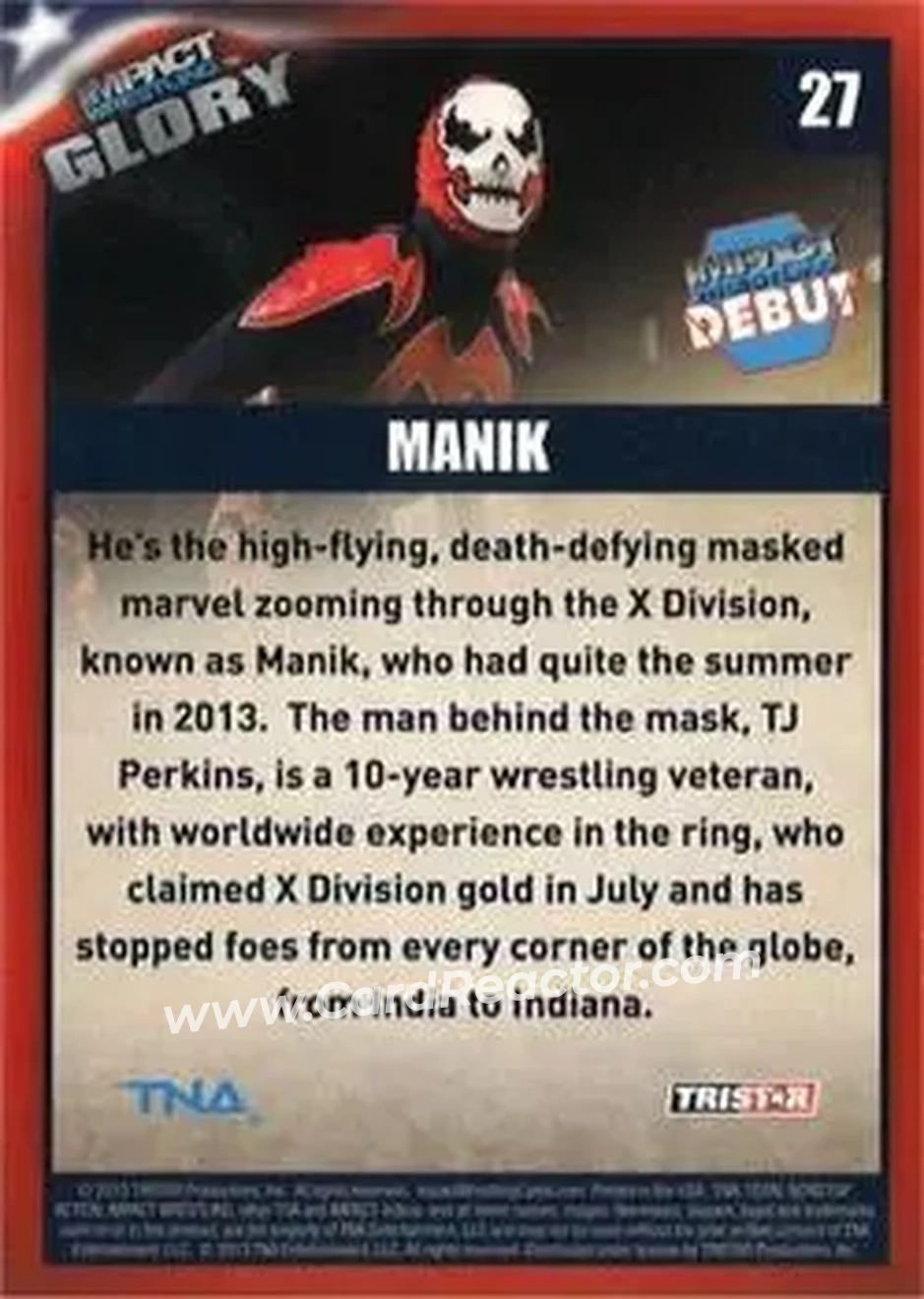 2013 TriStar TNA Impact Glory #27 - TJP - Back 2013 TriStar TNA Impact Glory #27 - TJP - Back