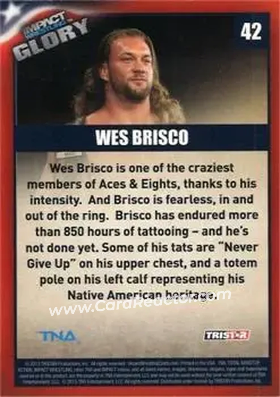 2013 TriStar TNA Impact Glory #42 - Wes Brisco - Back 2013 TriStar TNA Impact Glory #42 - Wes Brisco - Back