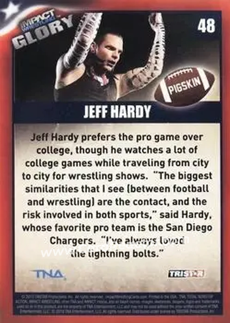 2013 TriStar TNA Impact Glory #48 - Jeff Hardy - Back 2013 TriStar TNA Impact Glory #48 - Jeff Hardy - Back