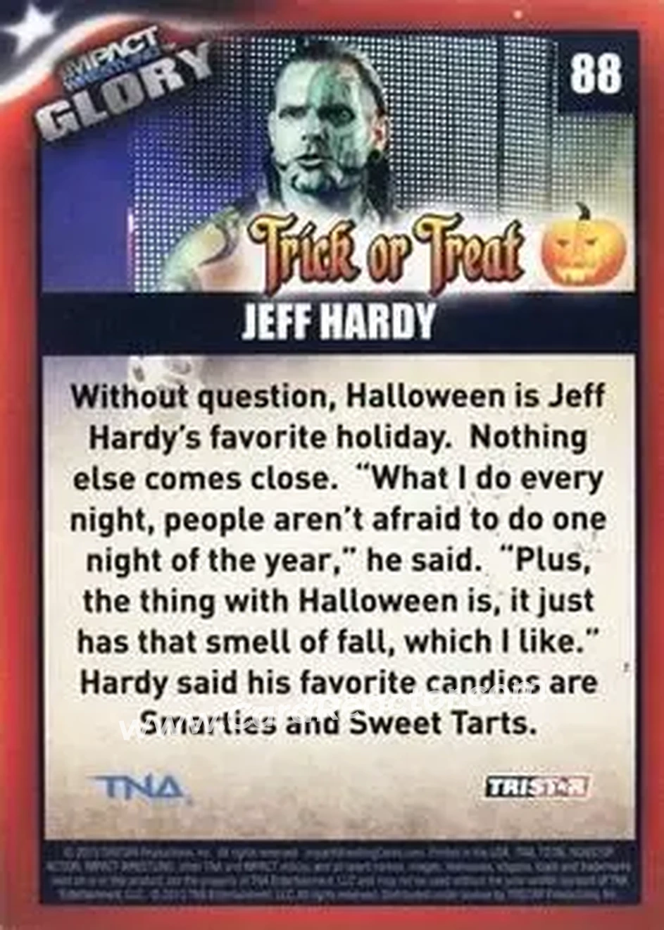 2013 TriStar TNA Impact Glory #88 - Jeff Hardy - Back