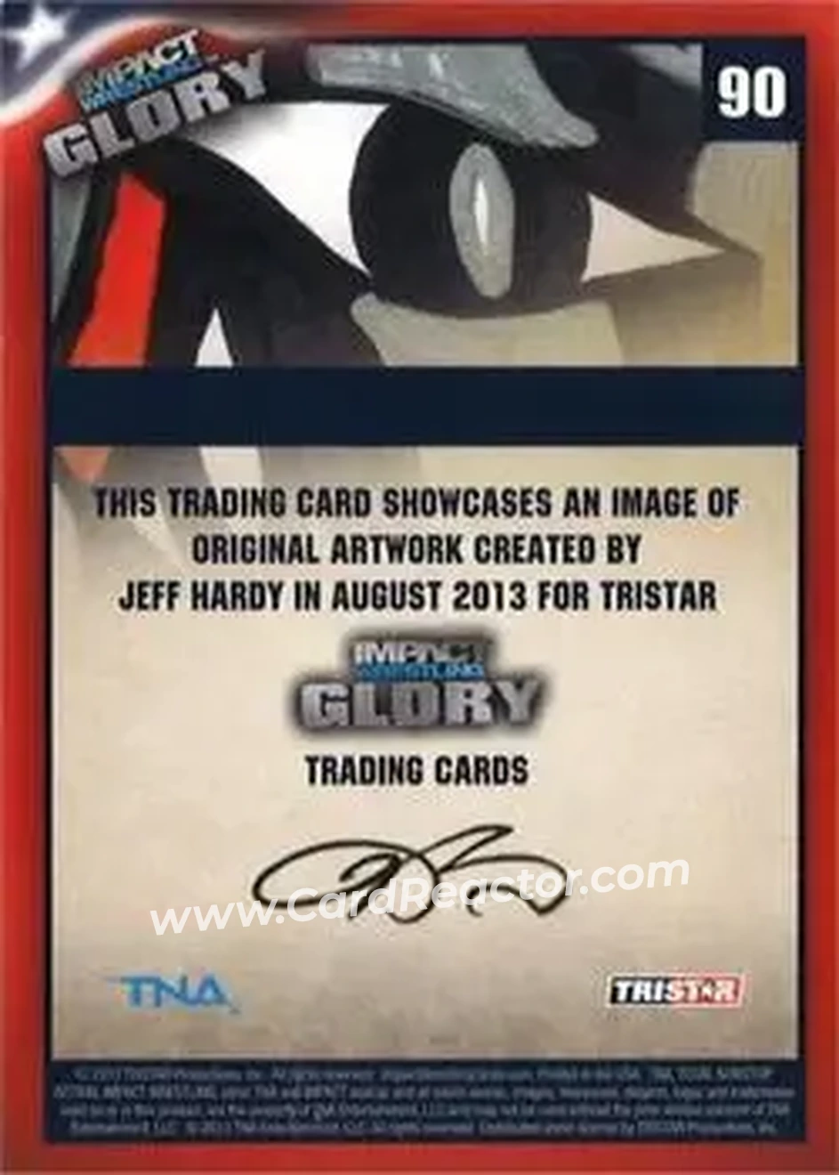 2013 TriStar TNA Impact Glory #90 - Jeff Hardy Original Art - Back