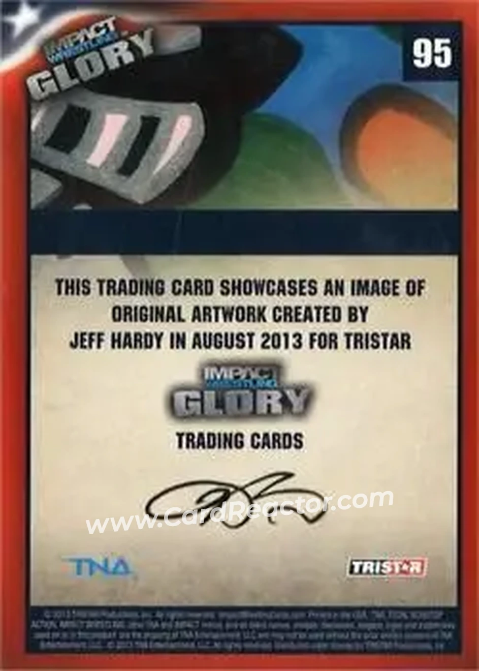 2013 TriStar TNA Impact Glory #95 - Jeff Hardy Original Art - Back