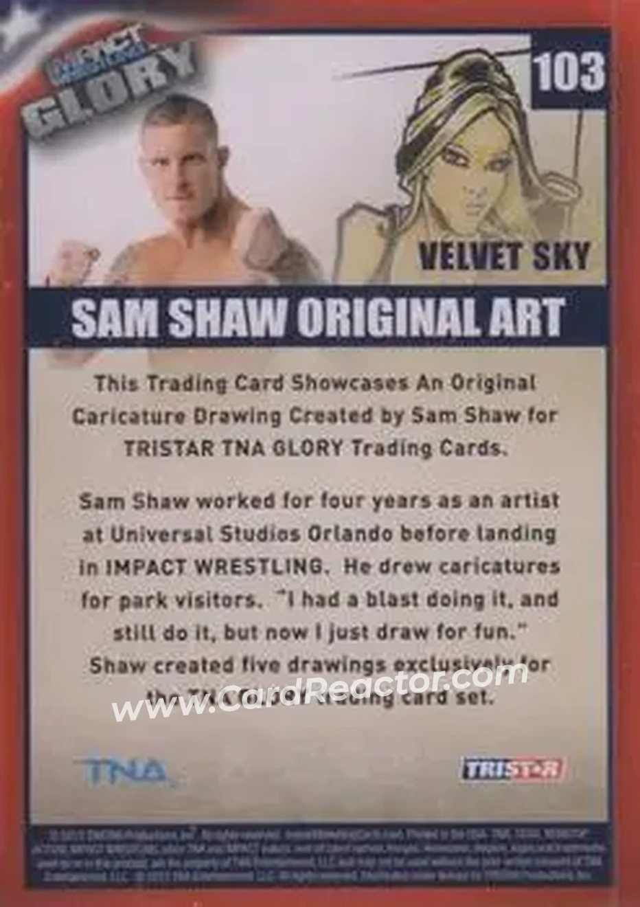2013 TriStar TNA Impact Glory #103 - Velvet Sky - Back