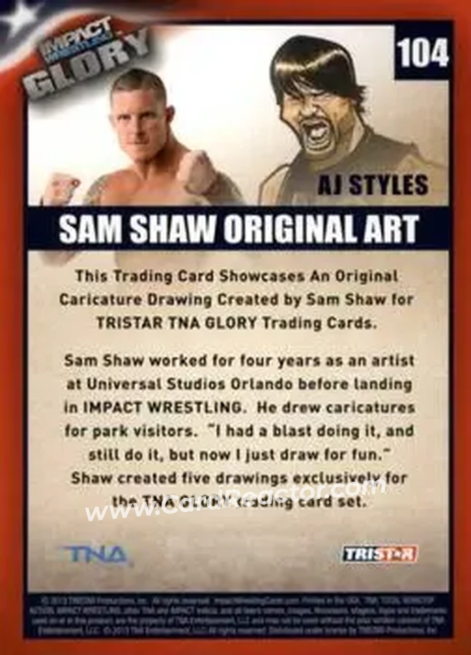 2013 TriStar TNA Impact Glory #104 - AJ Styles - Back