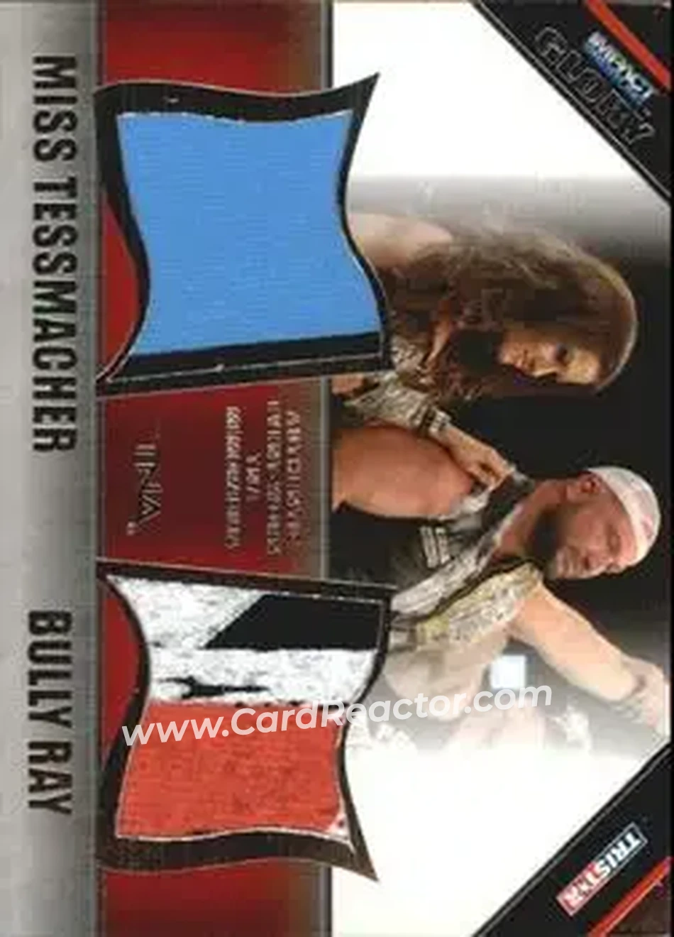 2013 TriStar TNA Impact Glory - Authentic Dual Memorabilia Gold #M-8 - Bully Ray - Miss Tessmacher MEM, SN99 - Front 2013 TriStar TNA Impact Glory - Authentic Dual Memorabilia Gold #M-8 - Bully Ray - Miss Tessmacher MEM, SN99 - Front