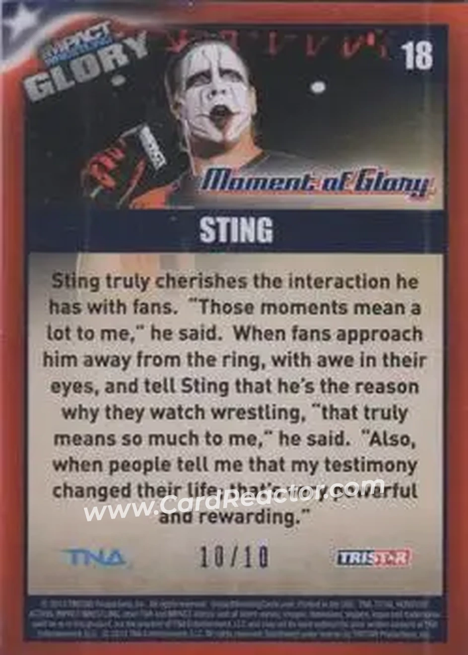 2013 TriStar TNA Impact Glory - Blue #4 - Sting - Back 2013 TriStar TNA Impact Glory - Blue #4 - Sting - Back