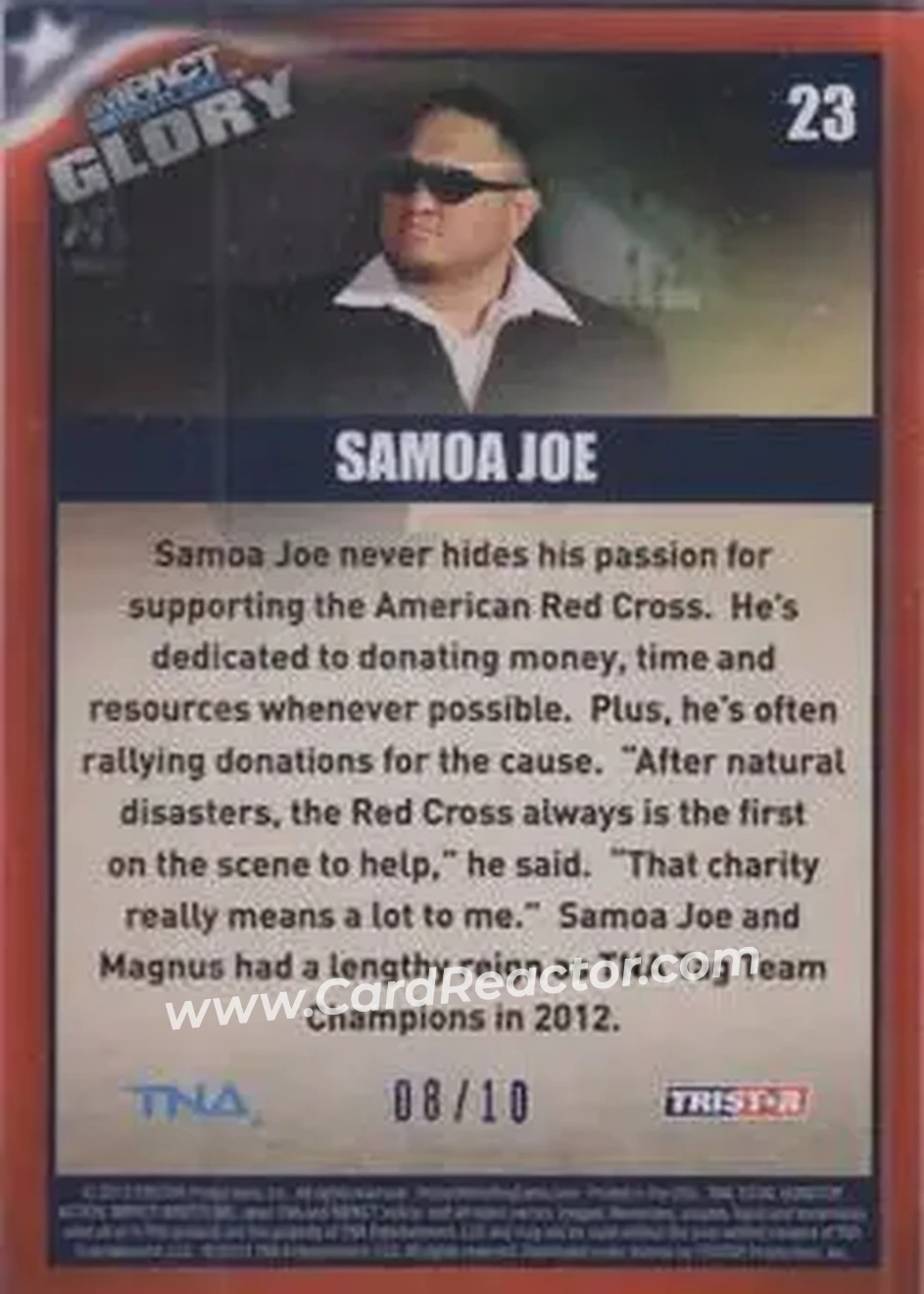2013 TriStar TNA Impact Glory - Blue #23 - Samoa Joe - Back 2013 TriStar TNA Impact Glory - Blue #23 - Samoa Joe - Back