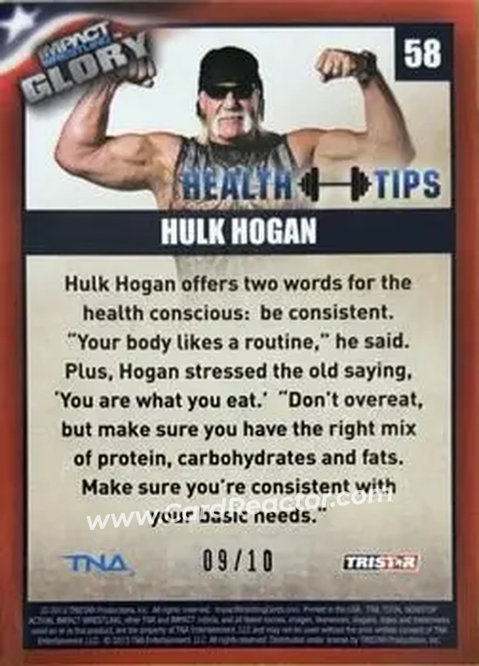 2013 TriStar TNA Impact Glory - Blue #58 - Hulk Hogan - Back