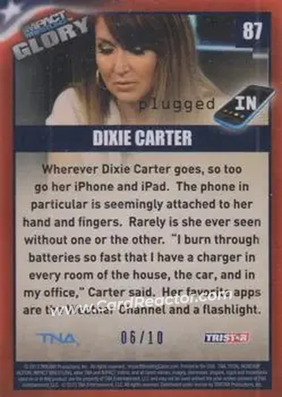 2013 TriStar TNA Impact Glory - Blue #87 - Dixie Carter - Back