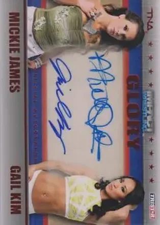 2013 TriStar TNA Impact Glory #7 Dual Autographs Red Mickie James - Gail Kim AU, SN50