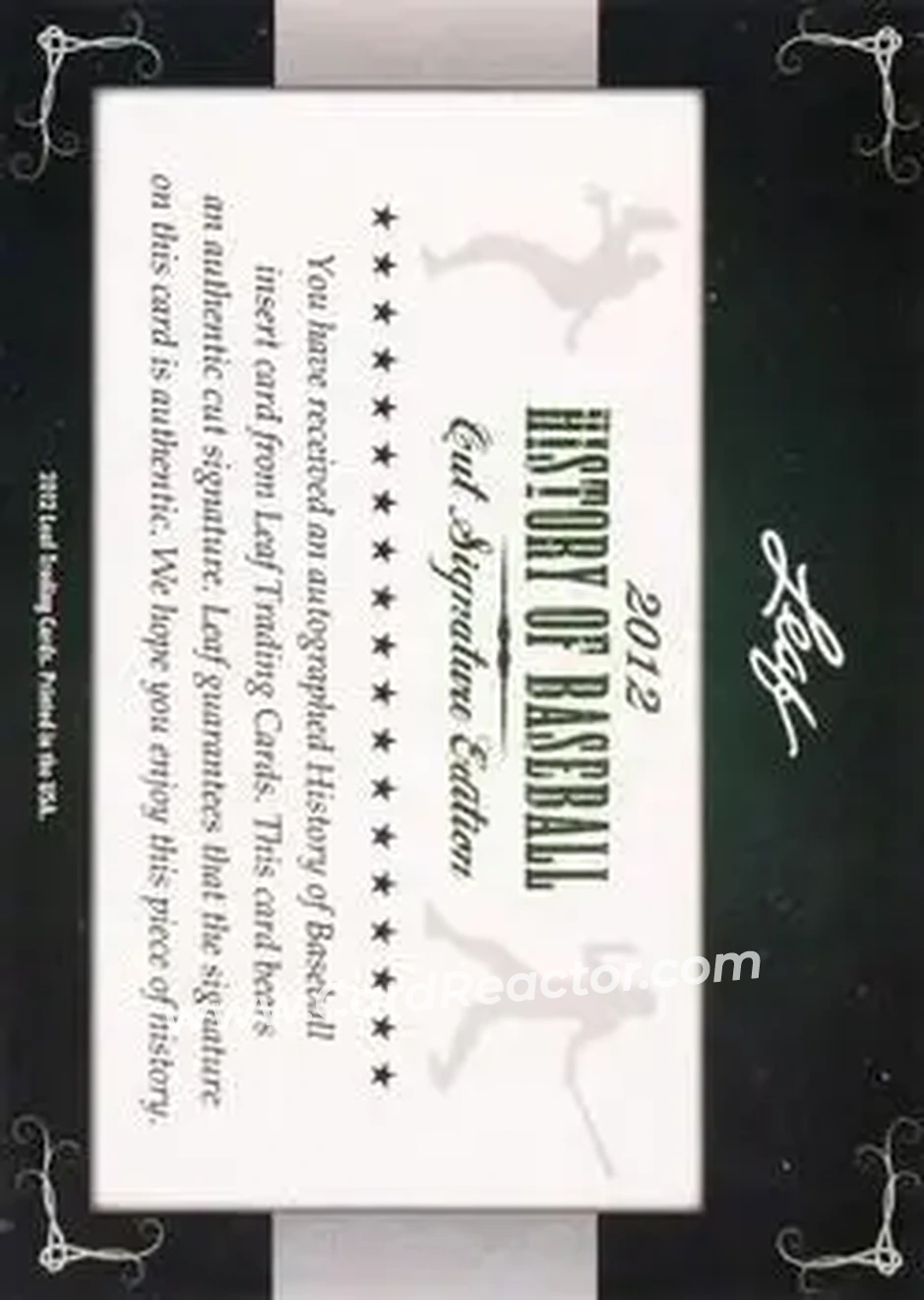 2012 Leaf Cut Signature History of Baseball #NNO - Adam Kennedy - Back