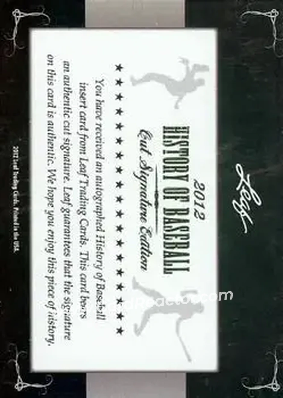 2012 Leaf Cut Signature History of Baseball #NNO - Bill James - Back