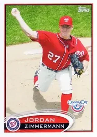 2012 Topps Opening Day #8 - Jordan Zimmermann - Washington Nationals