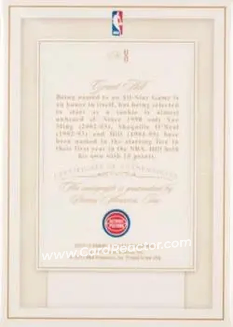 2012-13 Panini Flawless - All-Star Ink #8 - Grant Hill - Detroit Pistons - Back 2012-13 Panini Flawless - All-Star Ink #8 - Grant Hill - Detroit Pistons - Back