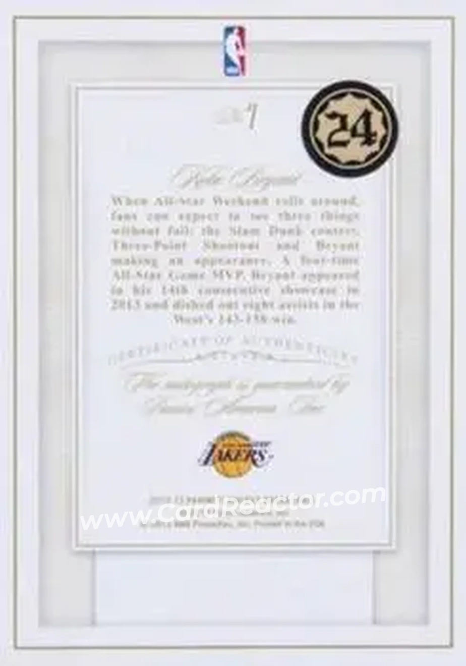2012-13 Panini Flawless - All-Star Ink Emerald #7 - Kobe Bryant - Los Angeles Lakers - Back