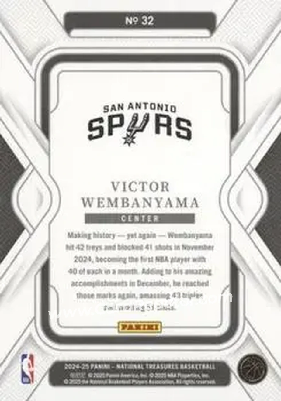2024-25 Panini National Treasures #32 - Victor Wembanyama - San Antonio Spurs - Back