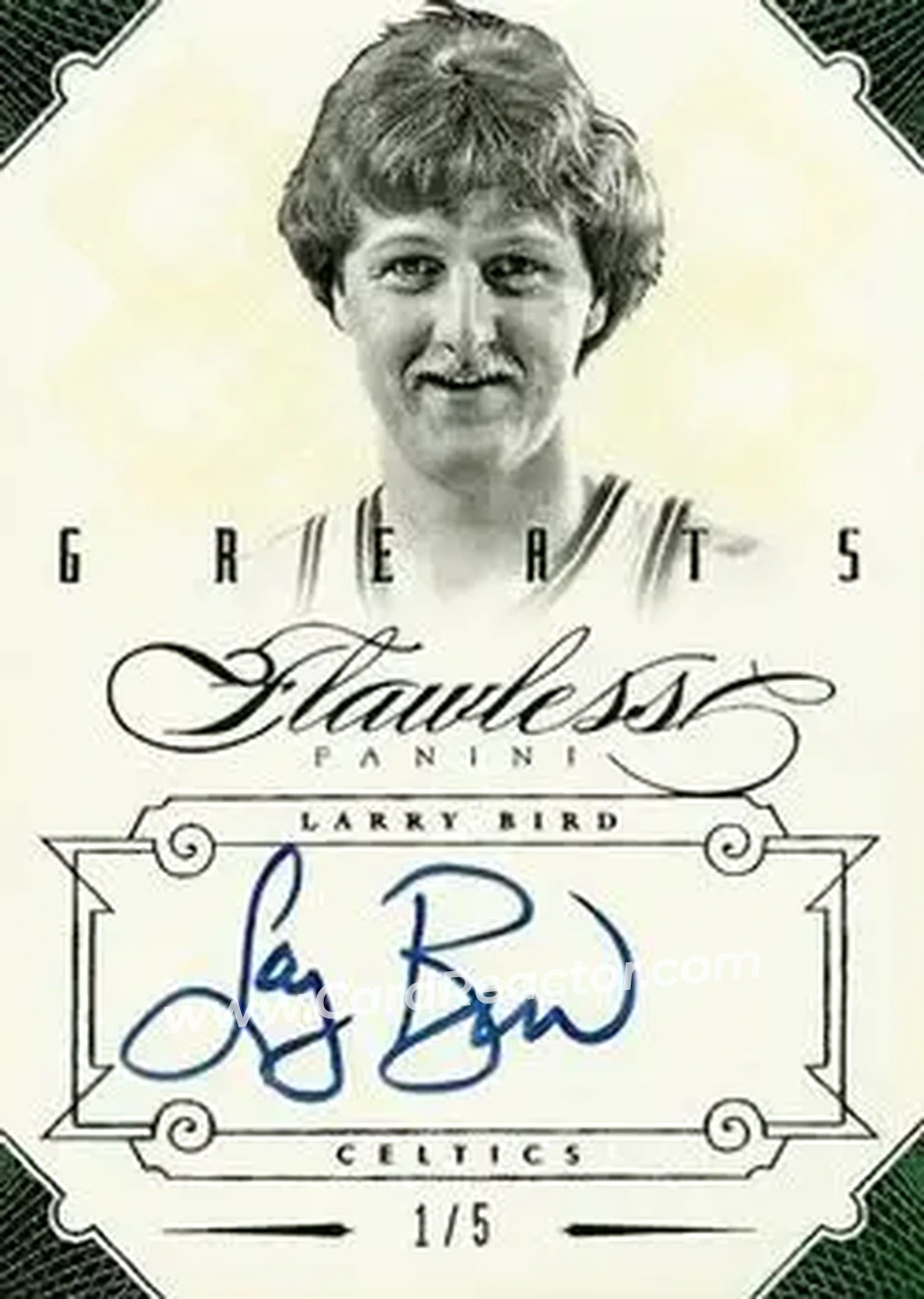 2012-13 Panini Flawless - Greats Autographs Emerald #25 - Larry Bird - Boston Celtics - Front