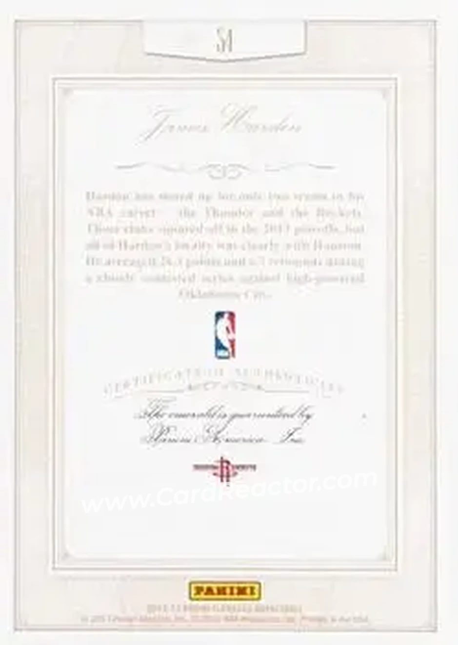 2012-13 Panini Flawless - Emerald #34 - James Harden - Houston Rockets - Back