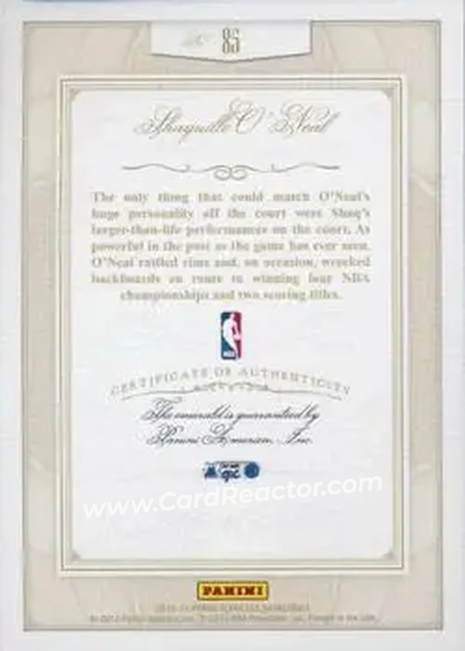 2012-13 Panini Flawless - Emerald #85 - Shaquille O'Neal - Orlando Magic - Back