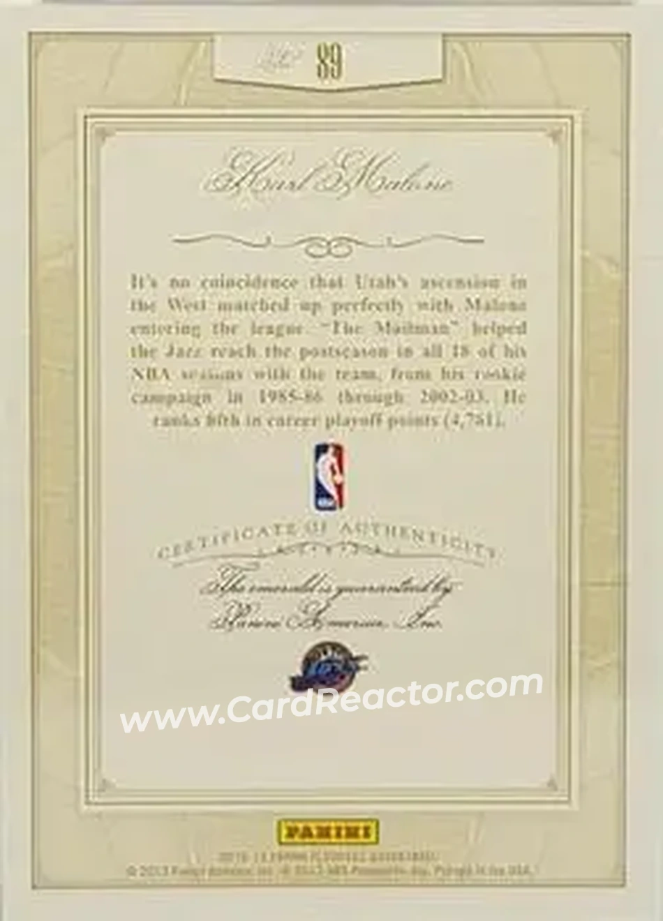 2012-13 Panini Flawless - Emerald #89 - Karl Malone - Utah Jazz - Back