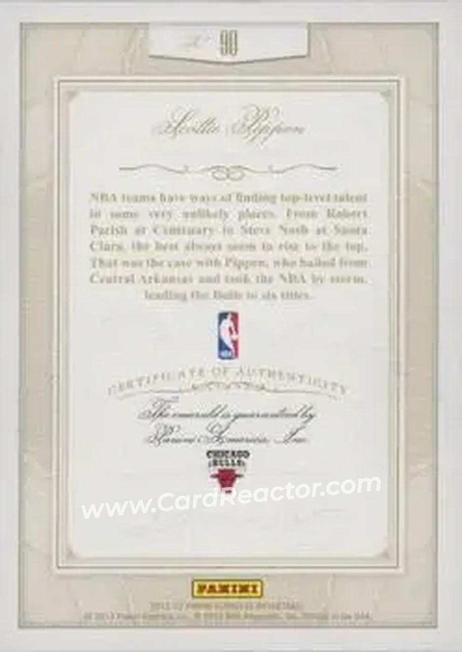 2012-13 Panini Flawless - Emerald #90 - Scottie Pippen - Chicago Bulls - Back