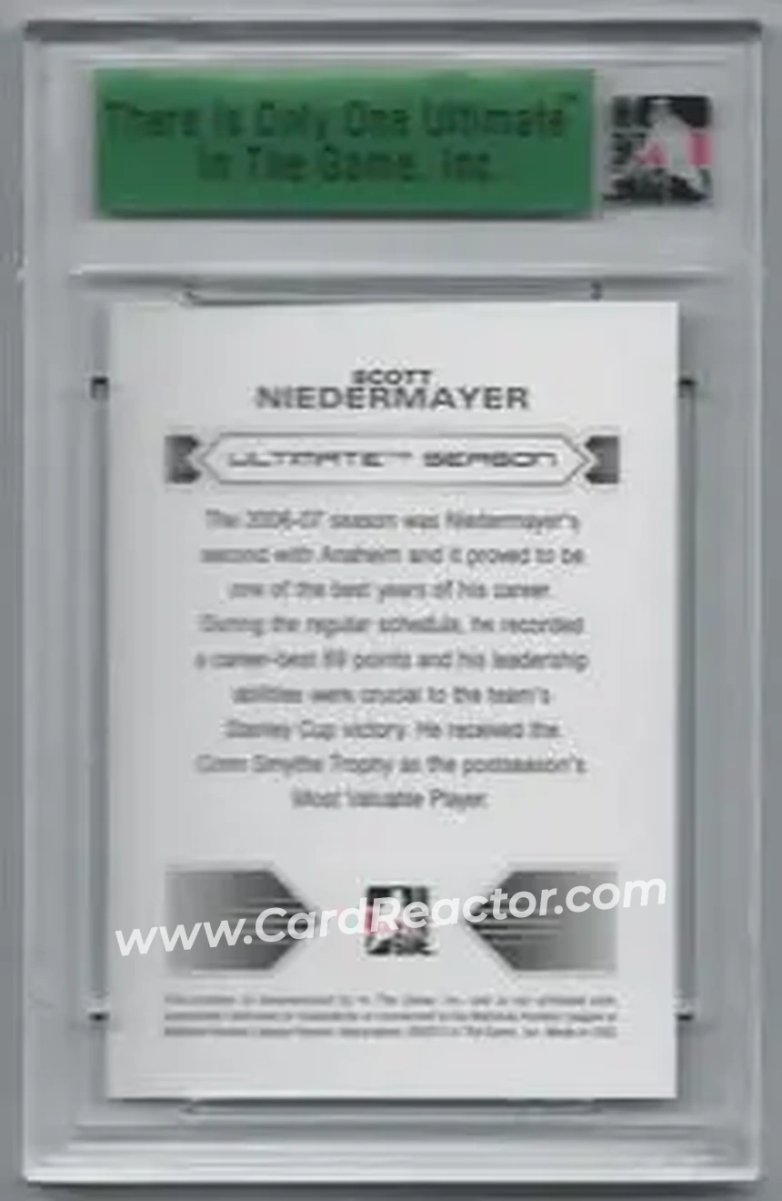 2012-13 In The Game Ultimate Memorabilia #NNO - Scott Niedermayer - Anaheim Ducks - Back