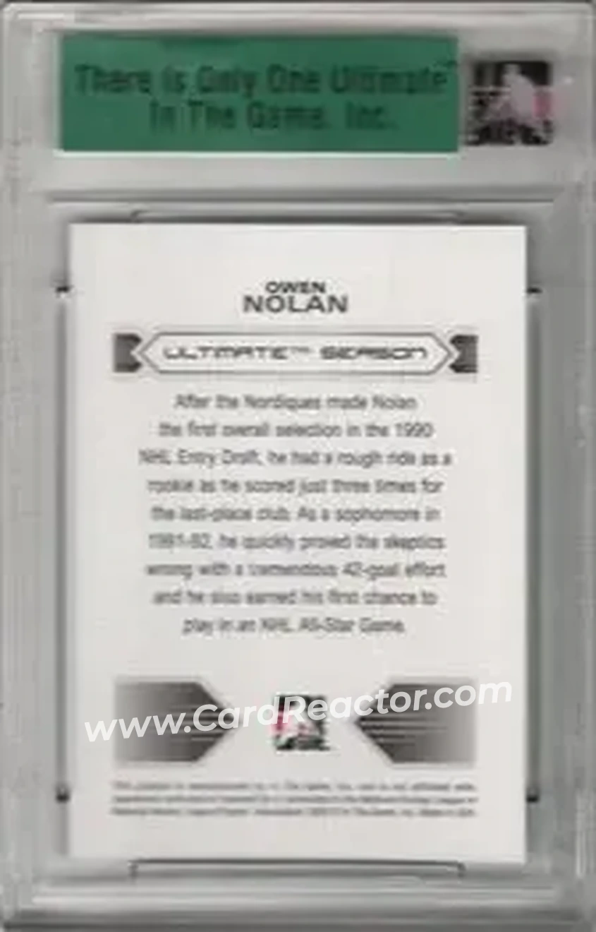 2012-13 In The Game Ultimate Memorabilia #NNO - Owen Nolan - Quebec Nordiques - Back