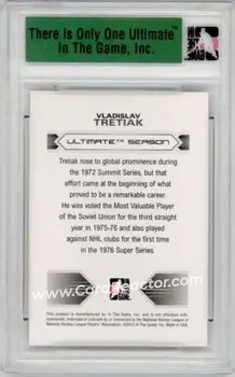 2012-13 In The Game Ultimate Memorabilia #NNO - Vladislav Tretiak - CSKA Moscow - Back