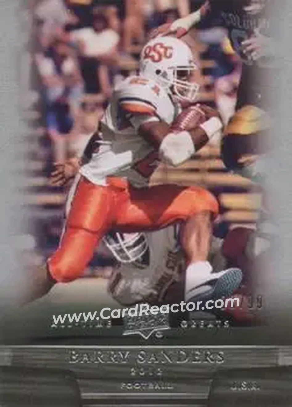 2012 Upper Deck All-Time Greats #53 - Barry Sanders - Oklahoma State Cowboys - Front 2012 Upper Deck All-Time Greats #53 - Barry Sanders - Oklahoma State Cowboys - Front