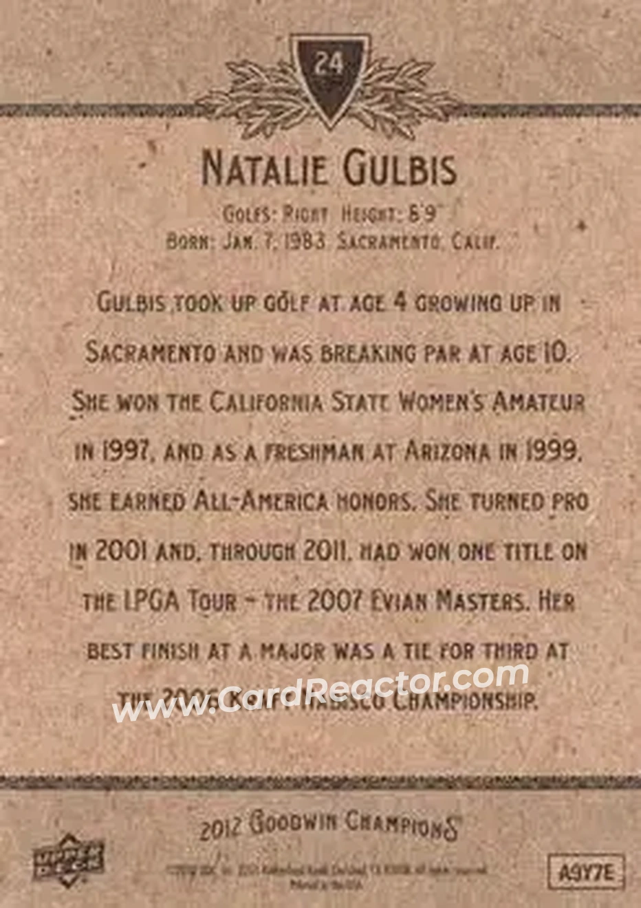 2012 Upper Deck Goodwin Champions #24 - Natalie Gulbis - Back