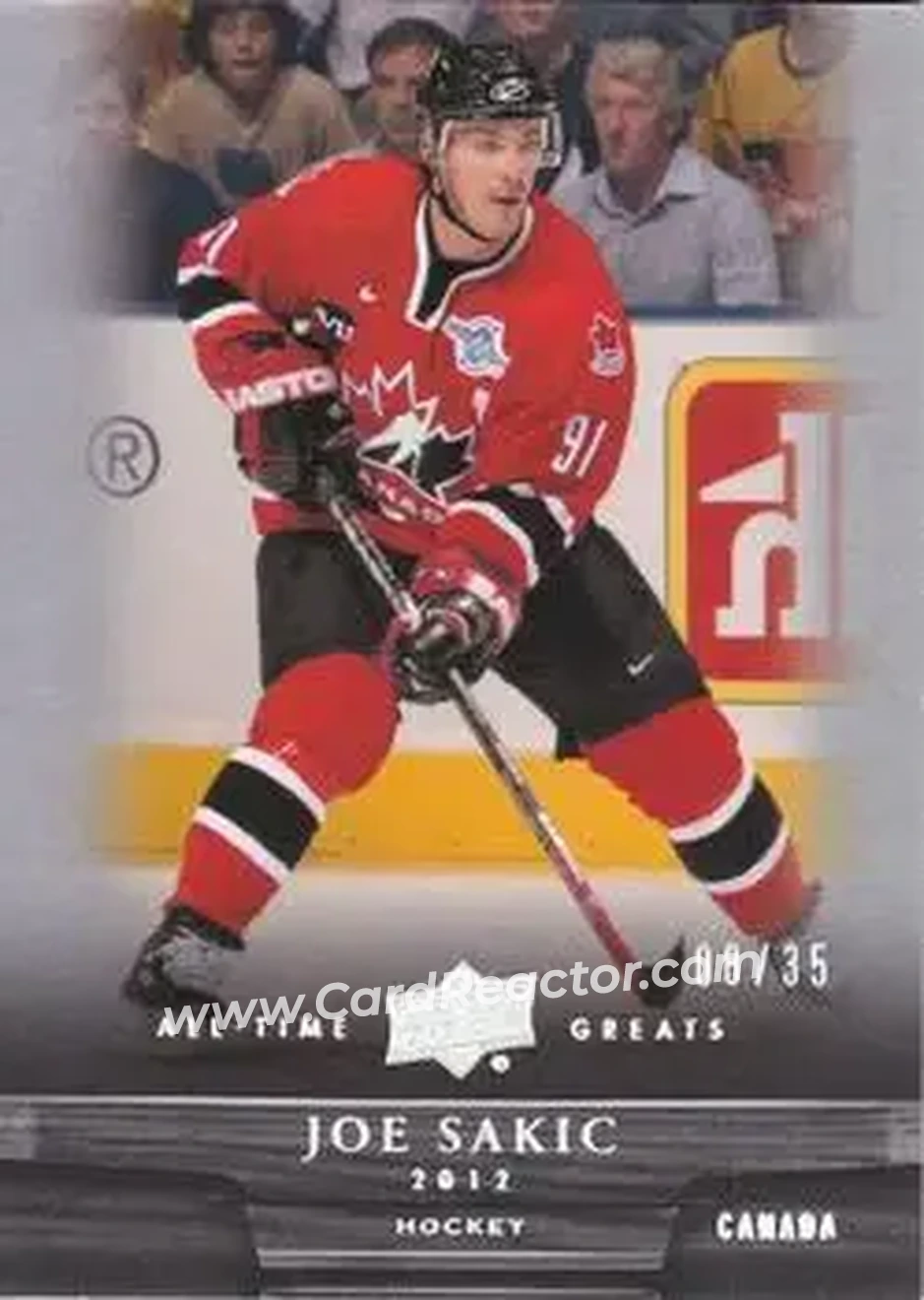 2012 Upper Deck All-Time Greats - Silver Spectrum #67 - Joe Sakic - Canada - Front 2012 Upper Deck All-Time Greats - Silver Spectrum #67 - Joe Sakic - Canada - Front