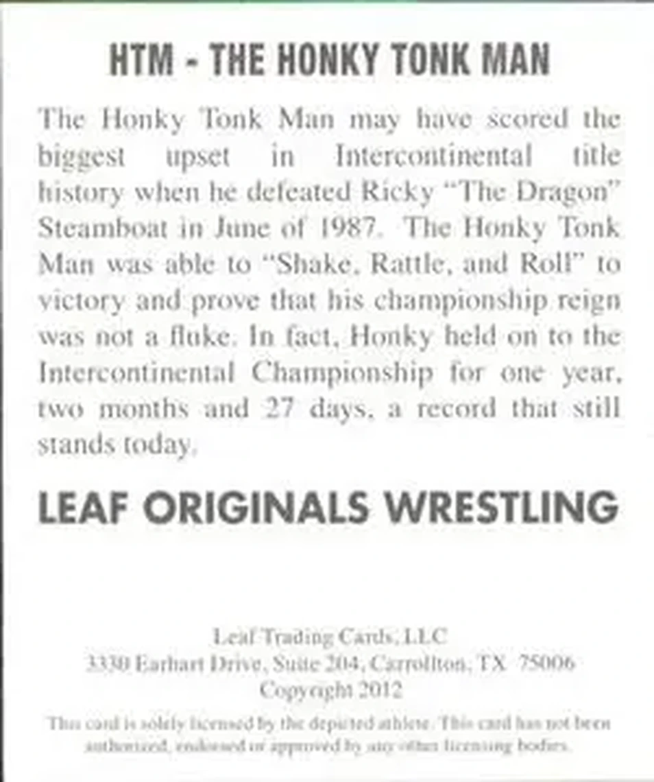 2012 Leaf Originals #HTM - Honky Tonk Man - Back
