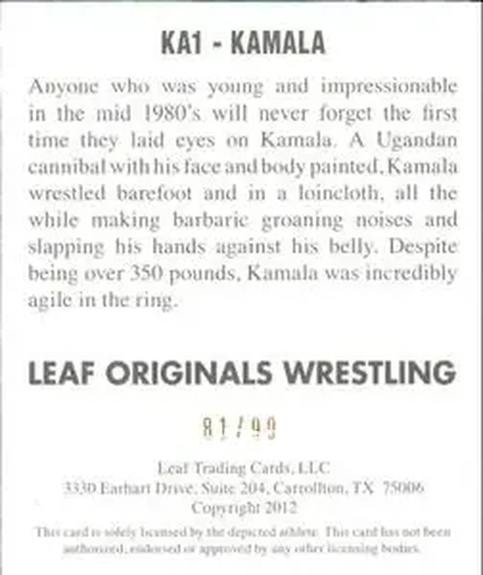 2012 Leaf Originals #KA1 - Kamala - Back