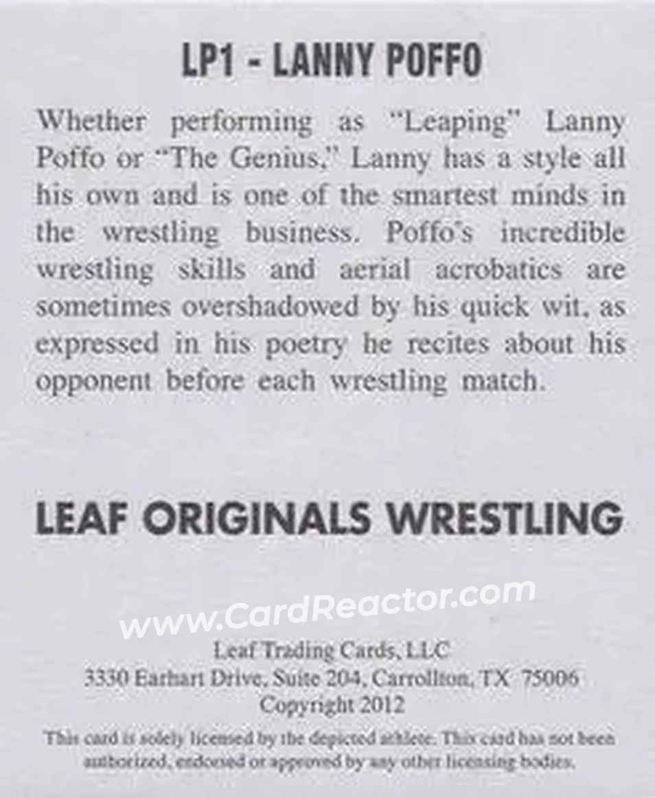 2012 Leaf Originals #LP1 - The Genius - Back