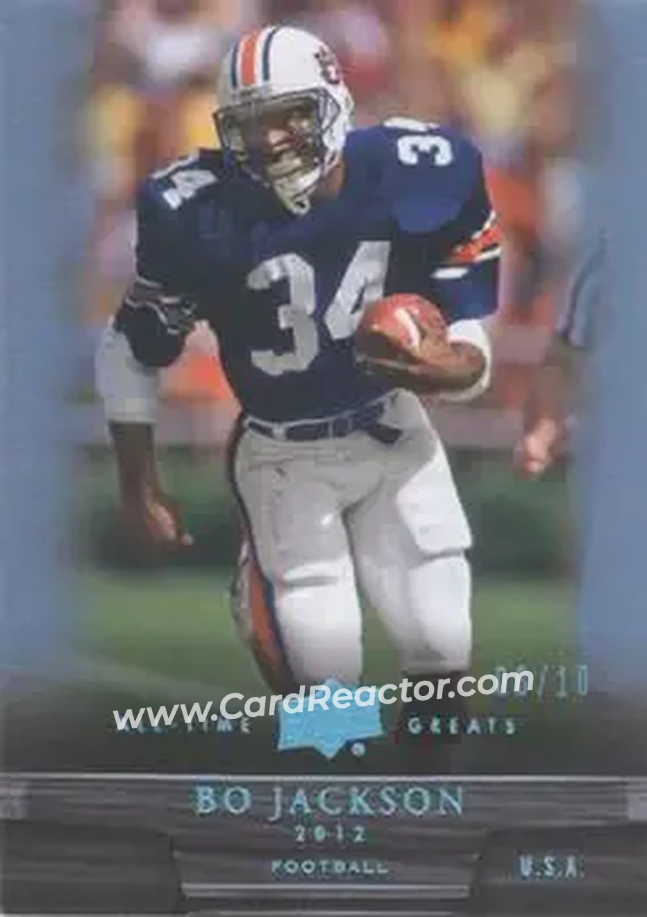 2012 Upper Deck All-Time Greats - Platinum #79 - Bo Jackson - Auburn Tigers - Front 2012 Upper Deck All-Time Greats - Platinum #79 - Bo Jackson - Auburn Tigers - Front