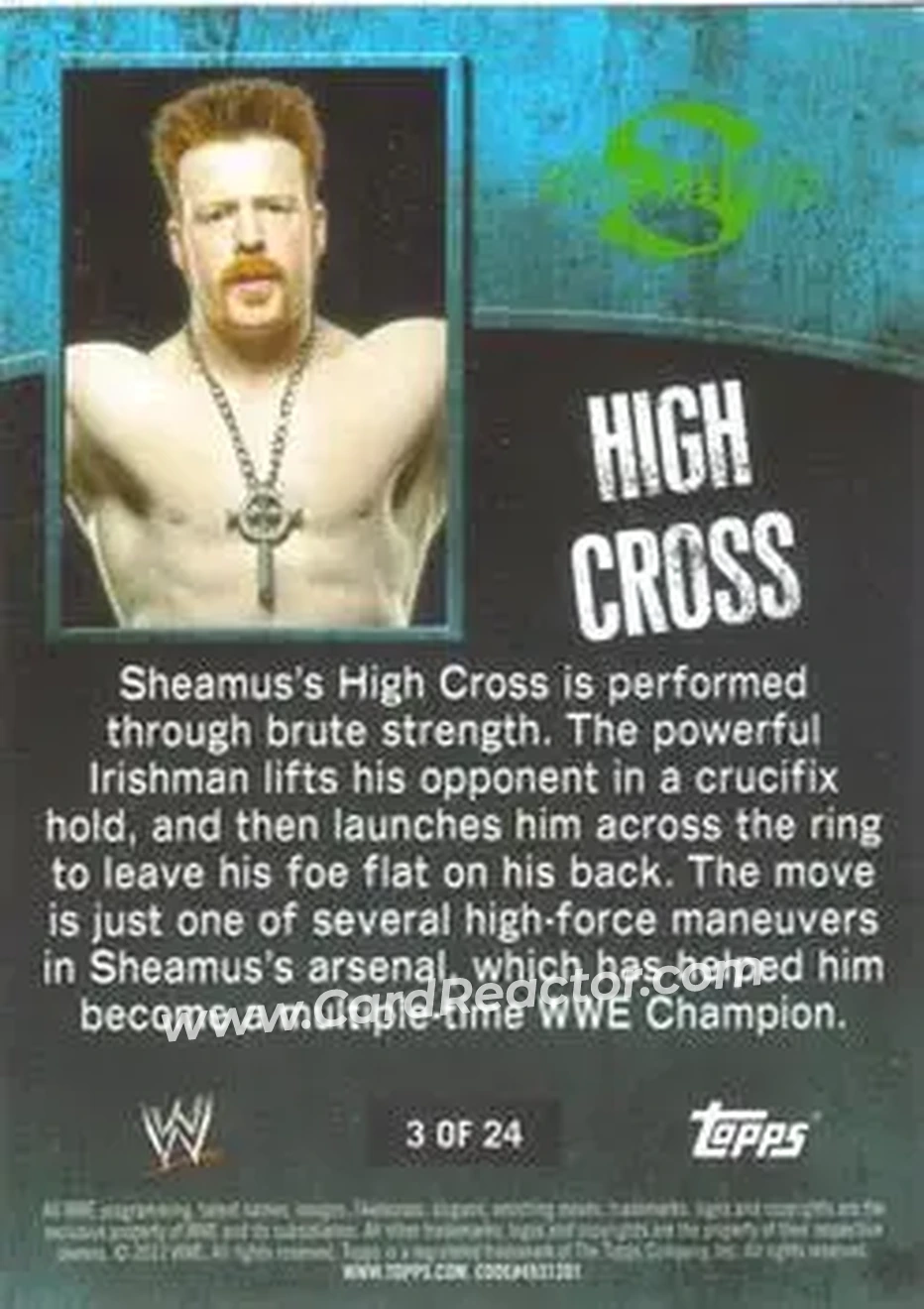 2012 Topps WWE Ringside Relic Dog Tags Inserts #3 - Sheamus - Back