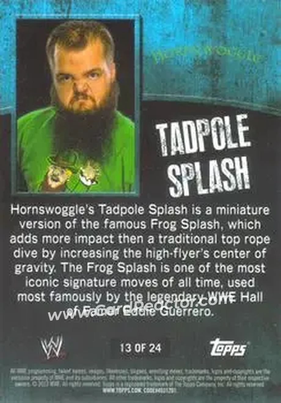 2012 Topps WWE Ringside Relic Dog Tags Inserts #13 - Hornswoggle - Back
