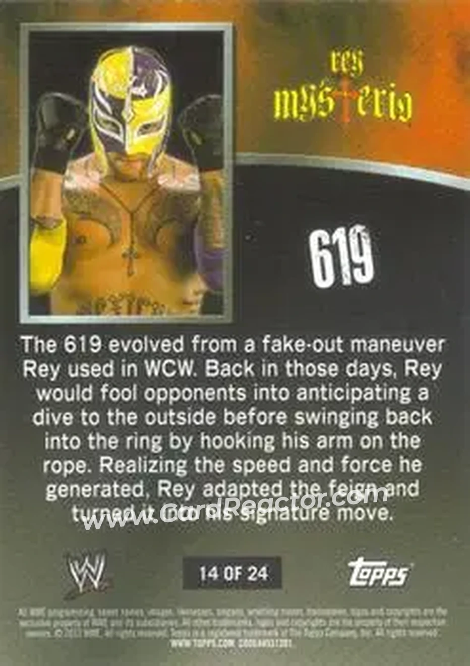 2012 Topps WWE Ringside Relic Dog Tags Inserts #14 - Rey Mysterio - Back