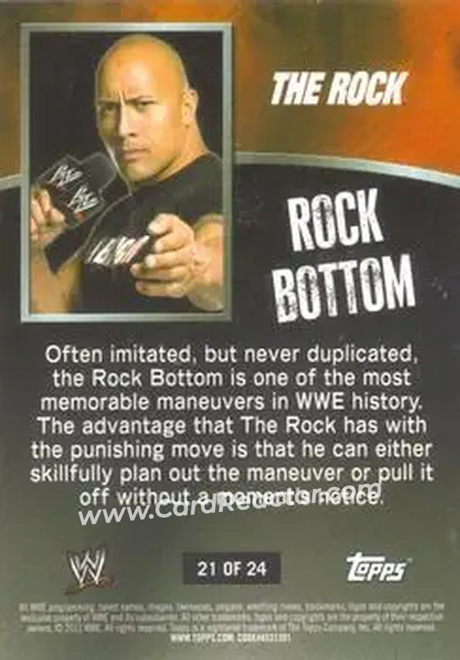 2012 Topps WWE Ringside Relic Dog Tags Inserts #21 - The Rock - Back