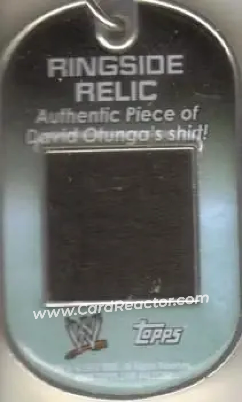 2012 Topps WWE Ringside Relic Dog Tags Inserts - Dog Tag Relics #4 - David Otunga - Back 2012 Topps WWE Ringside Relic Dog Tags Inserts - Dog Tag Relics #4 - David Otunga - Back