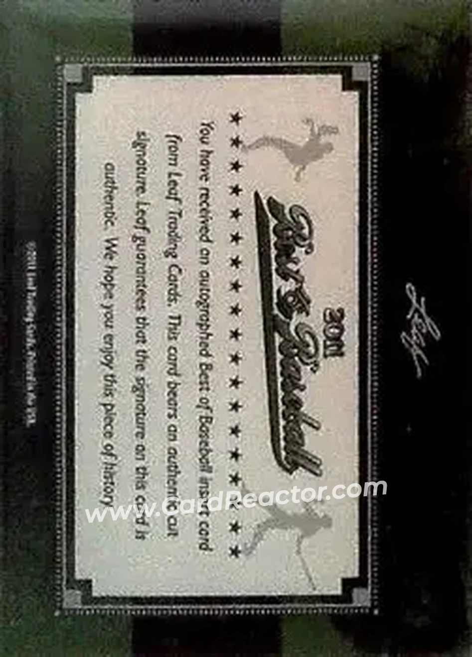 2011 Leaf Best of Baseball Cut Signatures #NNO - Tony Gwynn - Back