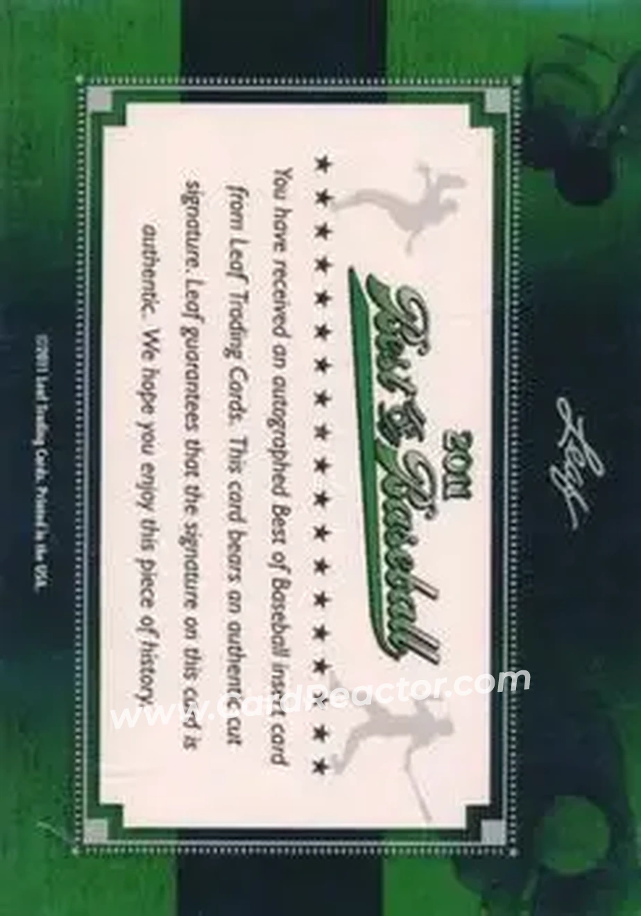 2011 Leaf Best of Baseball Cut Signatures #NNO - Ted Williams - Back
