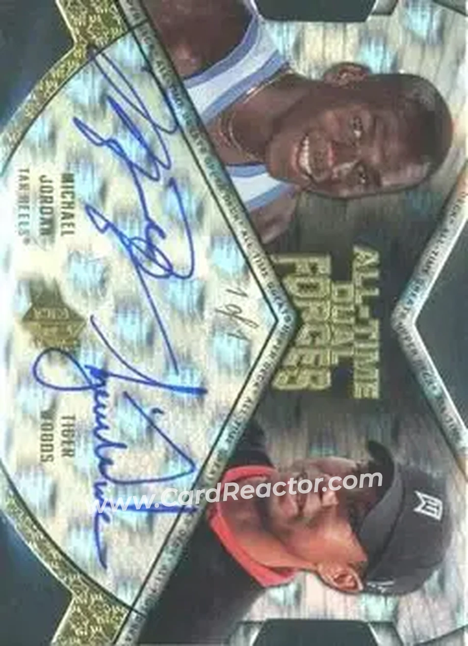 2012 Upper Deck All-Time Greats - All-Time Dual Forces Autograph #ATF2-JW - Michael Jordan - Tiger Woods AU, SN1 - North Carolina Tar Heels - North Carolina Tar Heels - Front