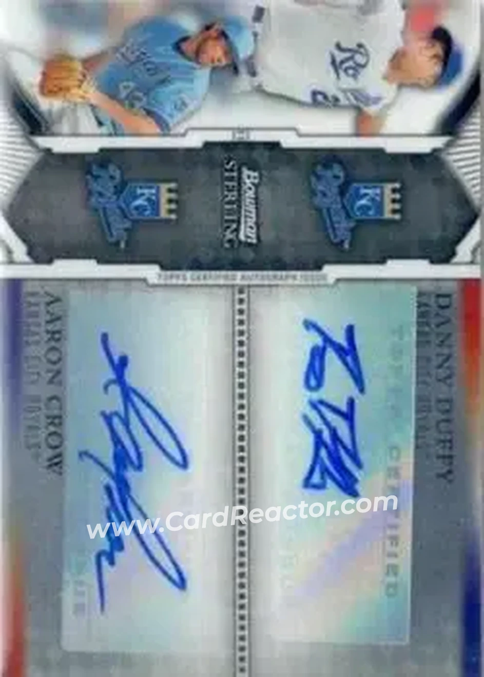 2011 Bowman Sterling - Dual Autographs #BSDA-DC - Danny Duffy - Aaron Crow AU, SN225 - Kansas City Royals - Kansas City Royals - Front