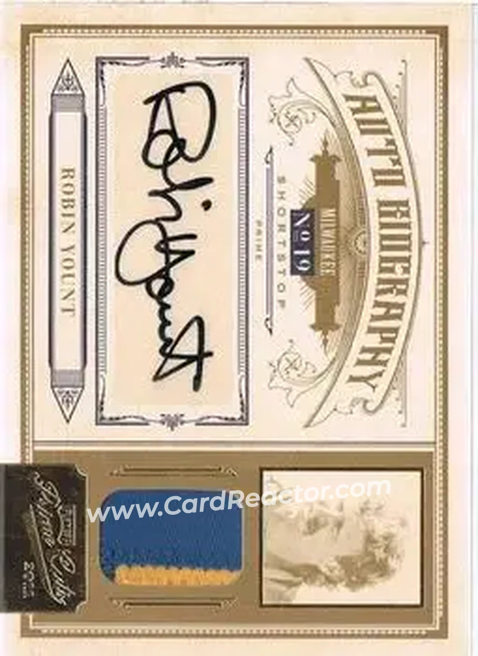 2011 Panini Prime Cuts - Auto Biography Materials #8 - Robin Yount - Milwaukee Brewers - Front