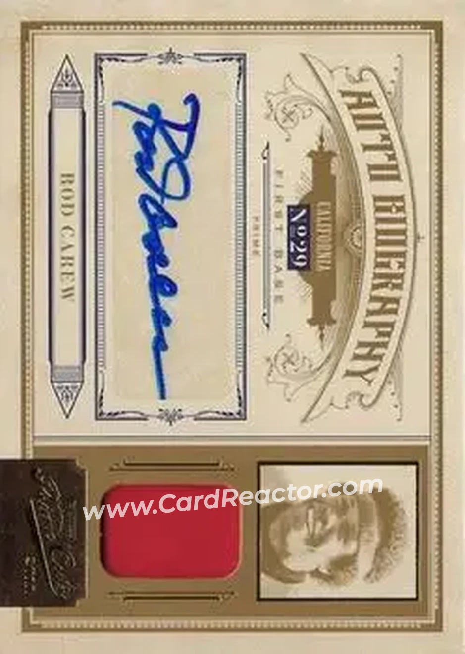 2011 Panini Prime Cuts - Auto Biography Materials Prime #9 - Rod Carew - California Angels - Front