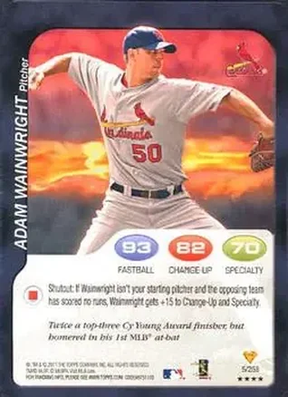 2011 Topps Attax #5 - Adam Wainwright - St. Louis Cardinals