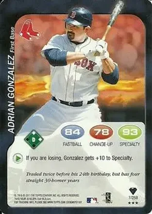 2011 Topps Attax #7 - Adrian Gonzalez - Boston Red Sox